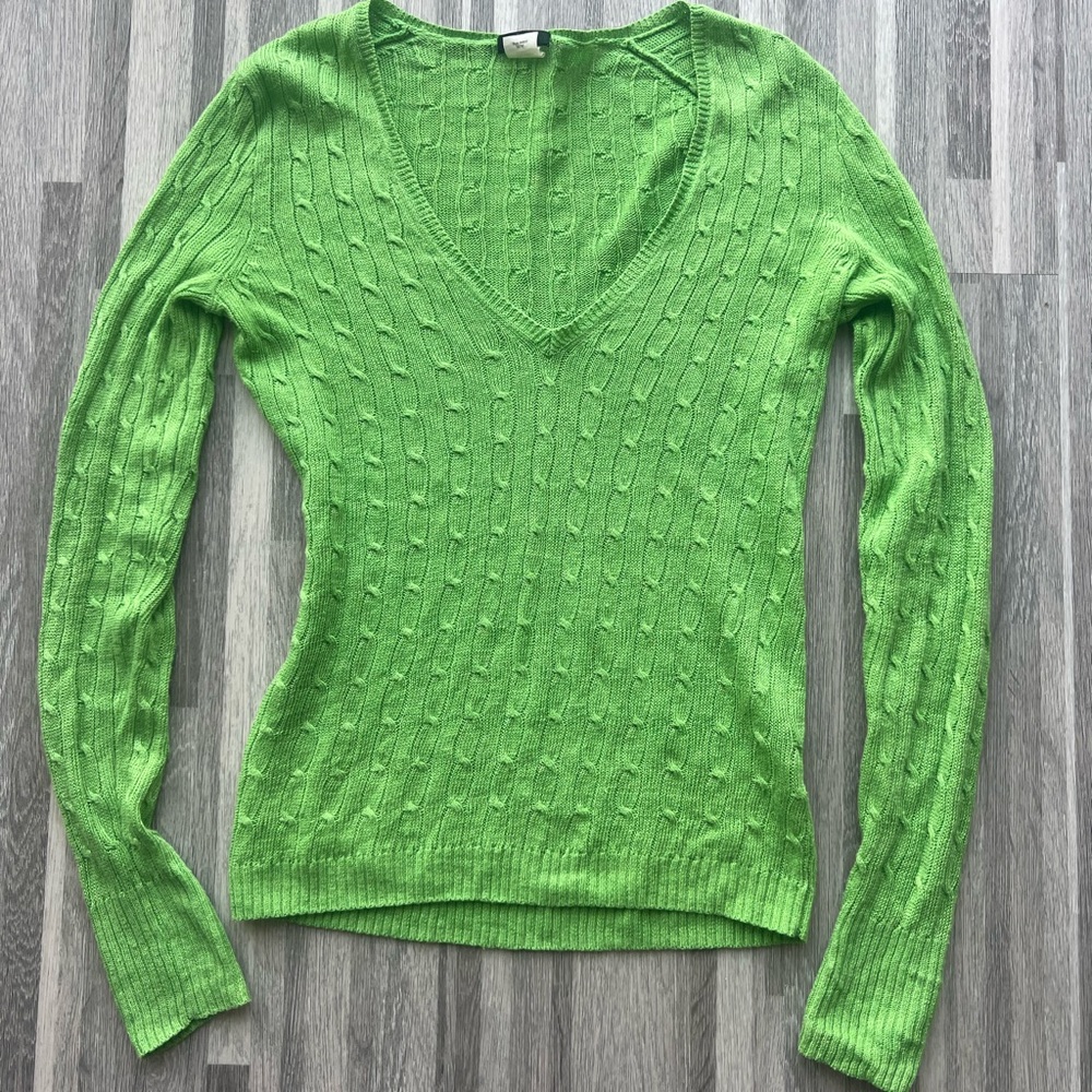 2007 J. Crew Green V-Neck Sweater
